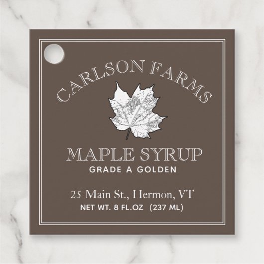 事前計算された編集可能メープルシロップ栄養ラベル フェイバータグ (正面)
