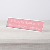 事務カスタム補助用ピンク デスクネームプレート (正面)