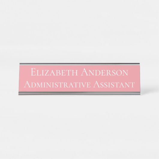 事務カスタム補助用ピンク デスクネームプレート (正面)