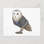 事務員として働くフクロウ ポストカード (正面)