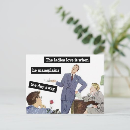 事務室で管理するヴィンテージ秘書 ポストカード (スタンド正面)