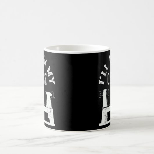 事務所の木版旋盤の木版画に行くよ コーヒーマグカップ (中央)