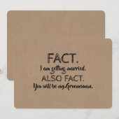 事実の面白い提案 ウェディングプランナー 花婿の友達 招待状 (正面/裏面)