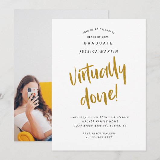 事実上の卒業写真パーティの招待状 招待状 (正面/裏面)