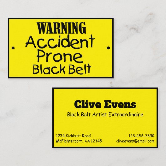 事故が起こりやすい黒い帯のおもしろいジョーク 名刺 (正面/裏面)