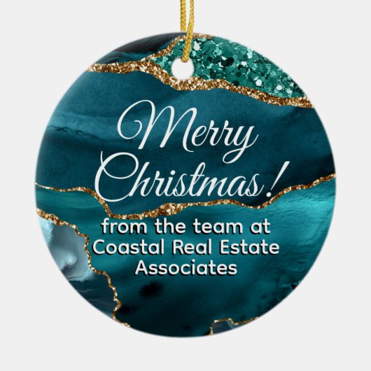 事業会社の企業の金ゴールドティール（緑がかった色）促進 セラミックオーナメント (正面)