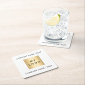 事業会社ロゴ文字スローガンブランドカラー スクエアペーパーコースター (インサイチュ)