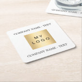 事業会社ロゴ文字スローガンブランドカラー スクエアペーパーコースター (アングル)