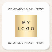 事業会社ロゴ文字スローガンブランドカラー スクエアペーパーコースター (正面)