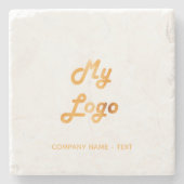 事業会社ロゴ文字スローガン金ゴールド ストーンコースター (正面)