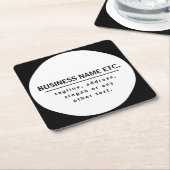 事業名・スローガンその他の文字 |黒と白 スクエアペーパーコースター (アングル)