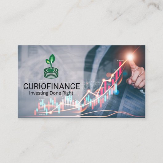 事業家が金融図を引く 名刺 (正面)