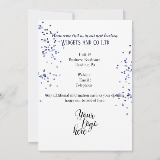 事業引っ越しました移転 招待状 (裏面)