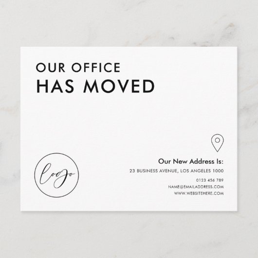 事業所の所在地の変更を移転した ポストカード (正面)