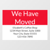 事業発表を移転した赤と白 ウィンドウサイン (シート)