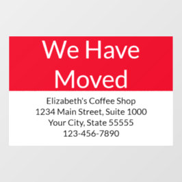 事業発表を移転した赤と白 ウィンドウサイン