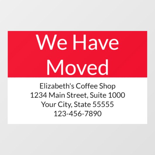 事業発表を移転した赤と白 ウィンドウサイン (シート)