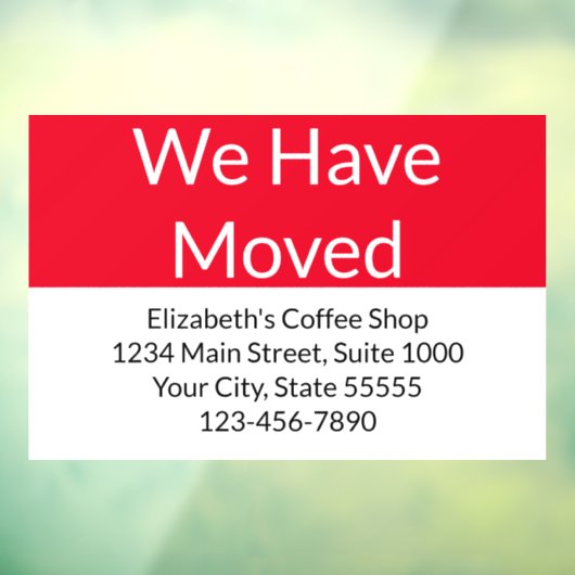 事業発表を移転した赤と白 ウィンドウサイン (シート3)