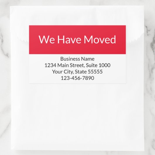 事業発表を移転した赤と白 長方形シール (バッグ)