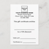 事業白人贈与証 エンクロージャーカード (正面)