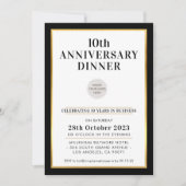 事業記念日パーティーモダン黒金ゴールド 招待状 (正面)