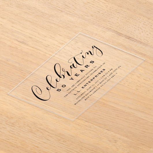 事業記念日招待状 アクリル招待状 (レイダウン)