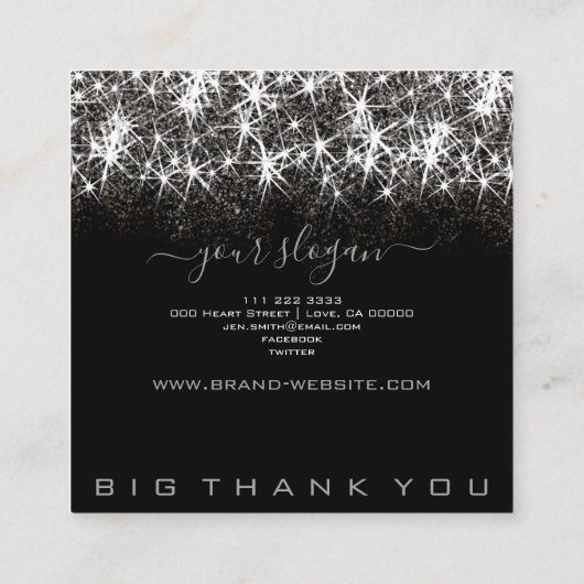 事業開始トレンディー発光グリッター美しい スクエア名刺 (裏面)
