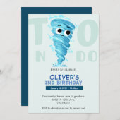 二おもしろい人の男の子2歳の誕生日 招待状 (正面/裏面)