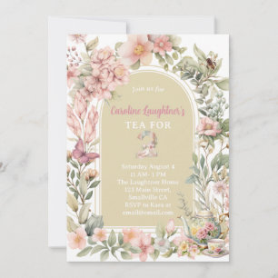 二お洒落つの野草園誕生日のお茶 招待状