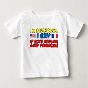 二か国語の叫びの英語およびフランス語 ベビーTシャツ