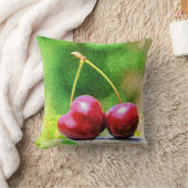 「二つのさくらんぼフルーツ」かわいい写真。買今 クッション (ブランケット)