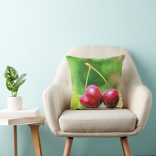 「二つのさくらんぼフルーツ」かわいい写真。買今 クッション (椅子)