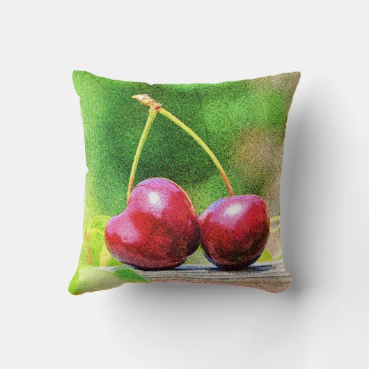 「二つのさくらんぼフルーツ」かわいい写真。買今 クッション (裏面)