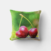 「二つのさくらんぼフルーツ」かわいい写真。買今 クッション (正面)