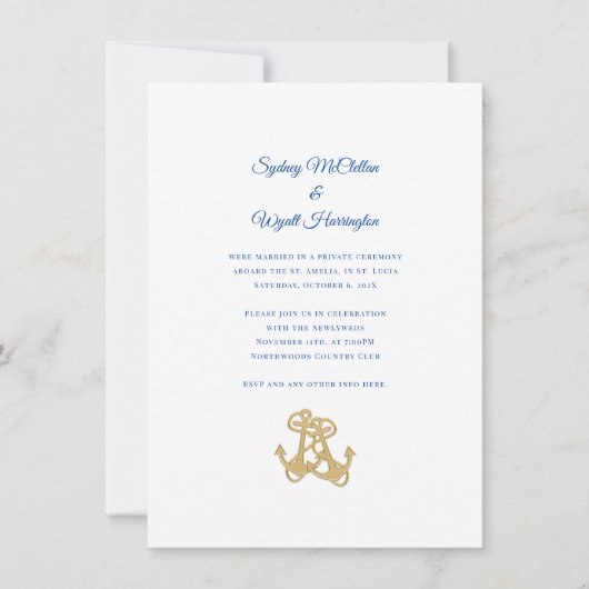 二つのアンカー nautical プライベートセレモニー レセプション 招待状 (正面)
