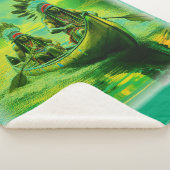 二つのインディアンが湖でボートをしている シェルパブランケット (3/4)