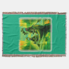 二つのインディアンが湖でボートをしている スローブランケット