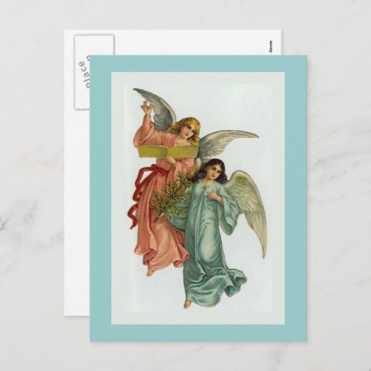 「二つのクリスマスエンジェル」のはがき シーズンポストカード (正面/裏面)