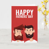 二つのゲイパパハッピーファーザーズ カード (黄色い花)