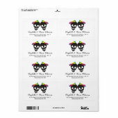 二つのスカルはレズビアンの虹色を結婚持つ ラベル (フルシート)