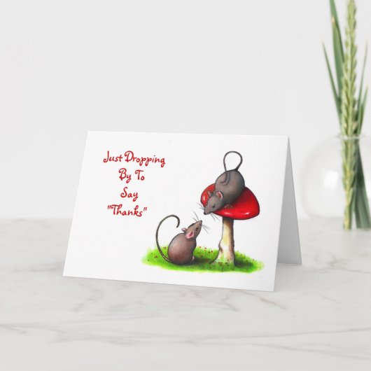 二つのネズミとToadstool:ことわざ感謝してい: Arthank サンキューカード (正面)