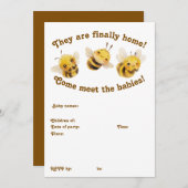 二つのハチが出会うベビーパーティの招待状 招待状 (正面/裏面)