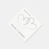 二つのハートが結婚紙ナプキンを絡め合った。 スタンダードカクテルナプキン (角)