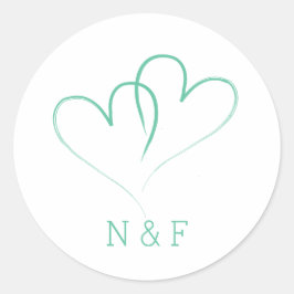 二つのハートが絡み合結婚った – Round Sticker ラウンドシール
