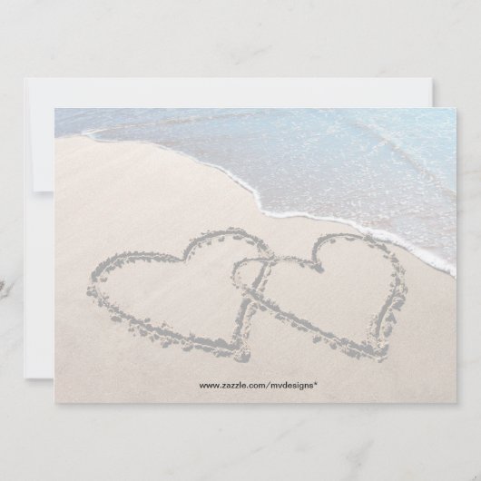二つのハートの砂浜ウェディング招待状 招待状 (裏面)