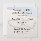 二つのハートの砂浜ウェディング招待状 招待状 (裏面)