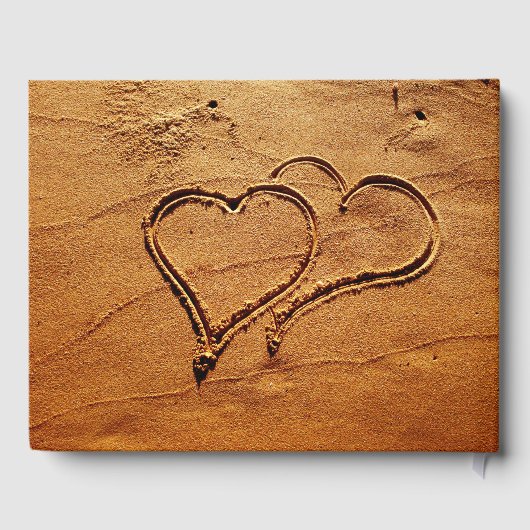 二つのハートイン砂新郎新婦ビーチ結婚式ゲスト ゲストブック (裏面)