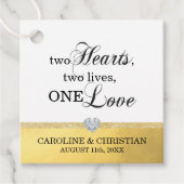 二つのハートツーライフワンラブホワイト金ゴールド結婚ズ フェイバータグ (正面)