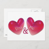 二つのハートロマンチック ポストカード (正面/裏面)