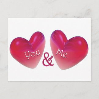 二つのハートロマンチック ポストカード